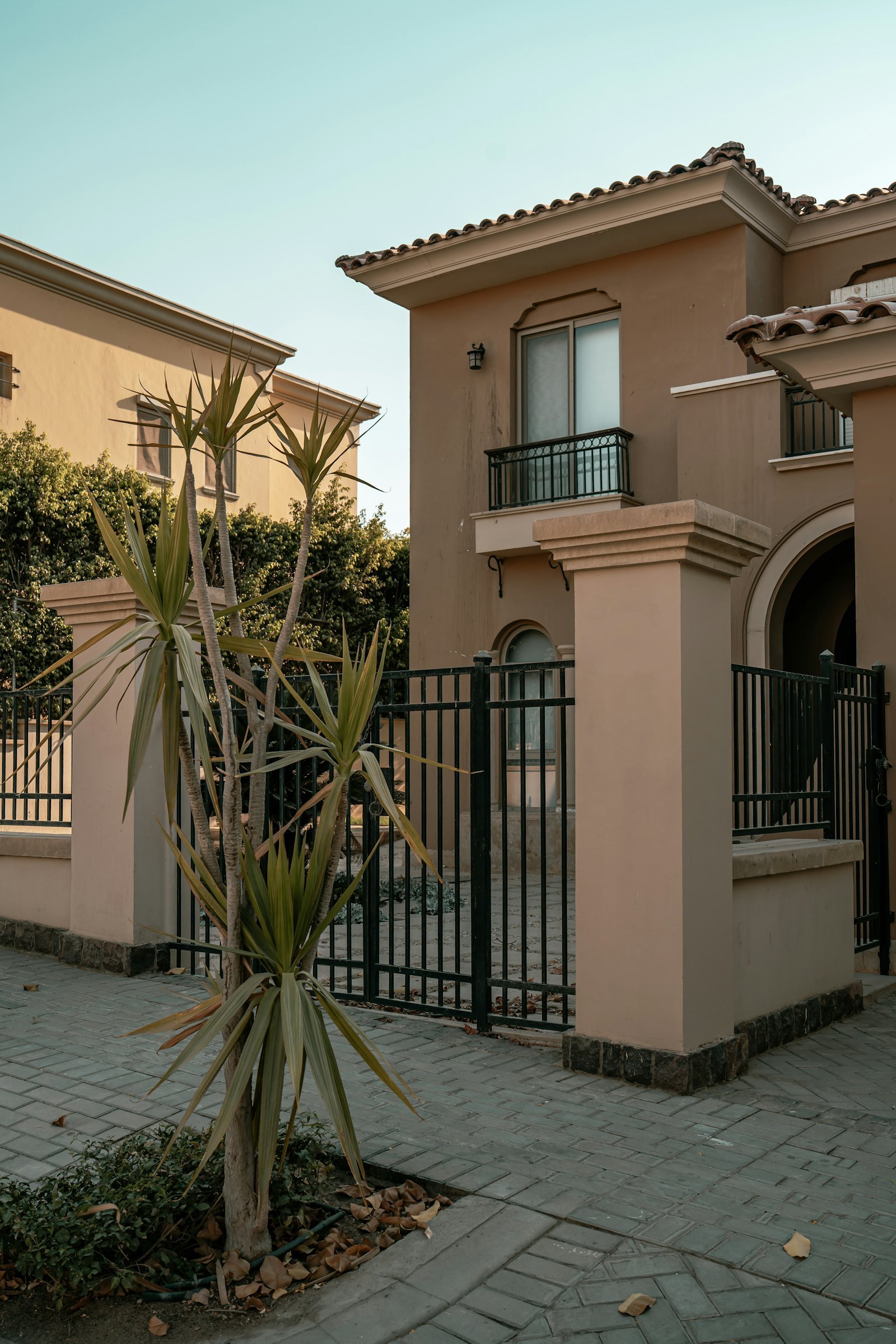 Metal gate and fence at a residential house
