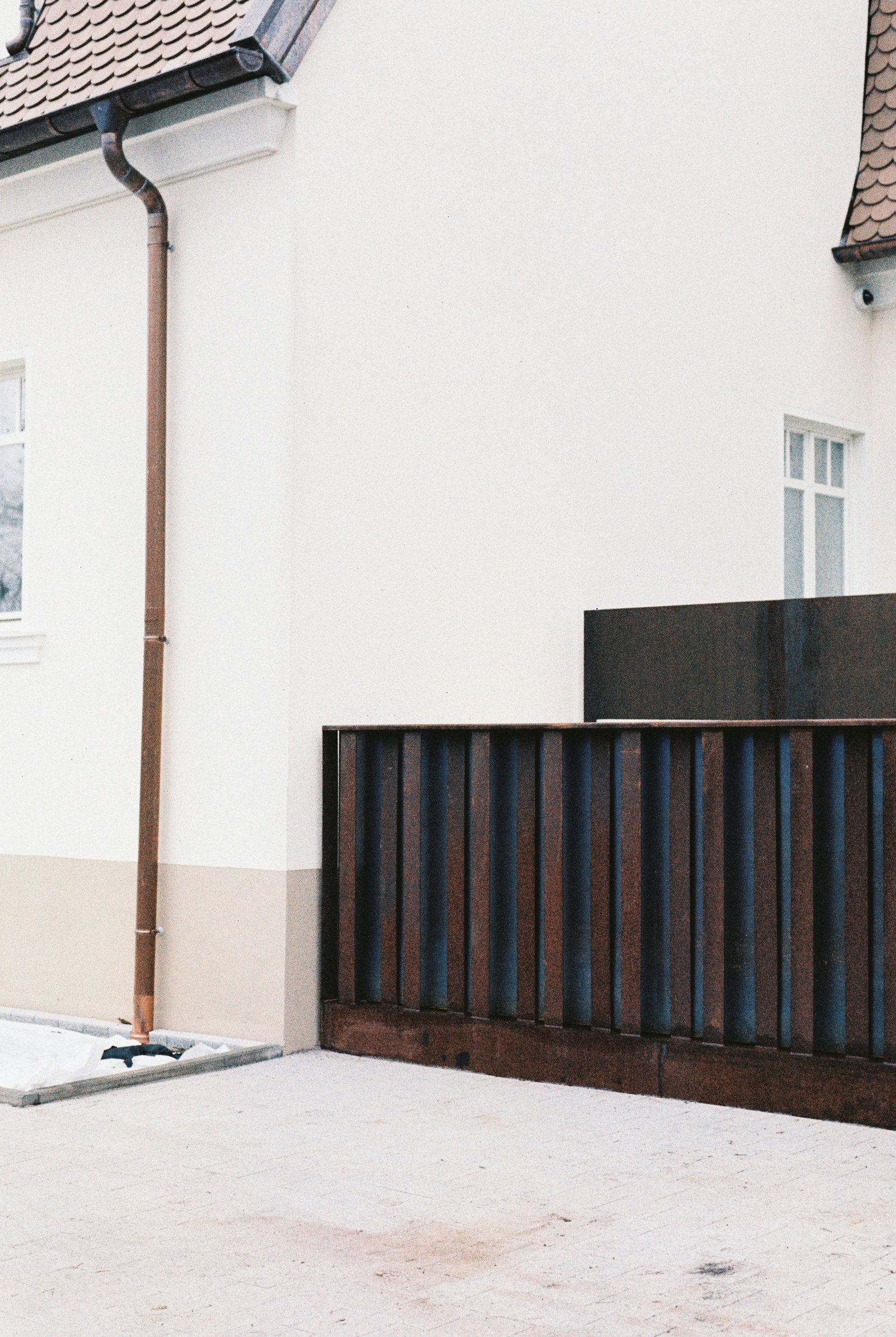 Architectural metal fence at a contemporary house